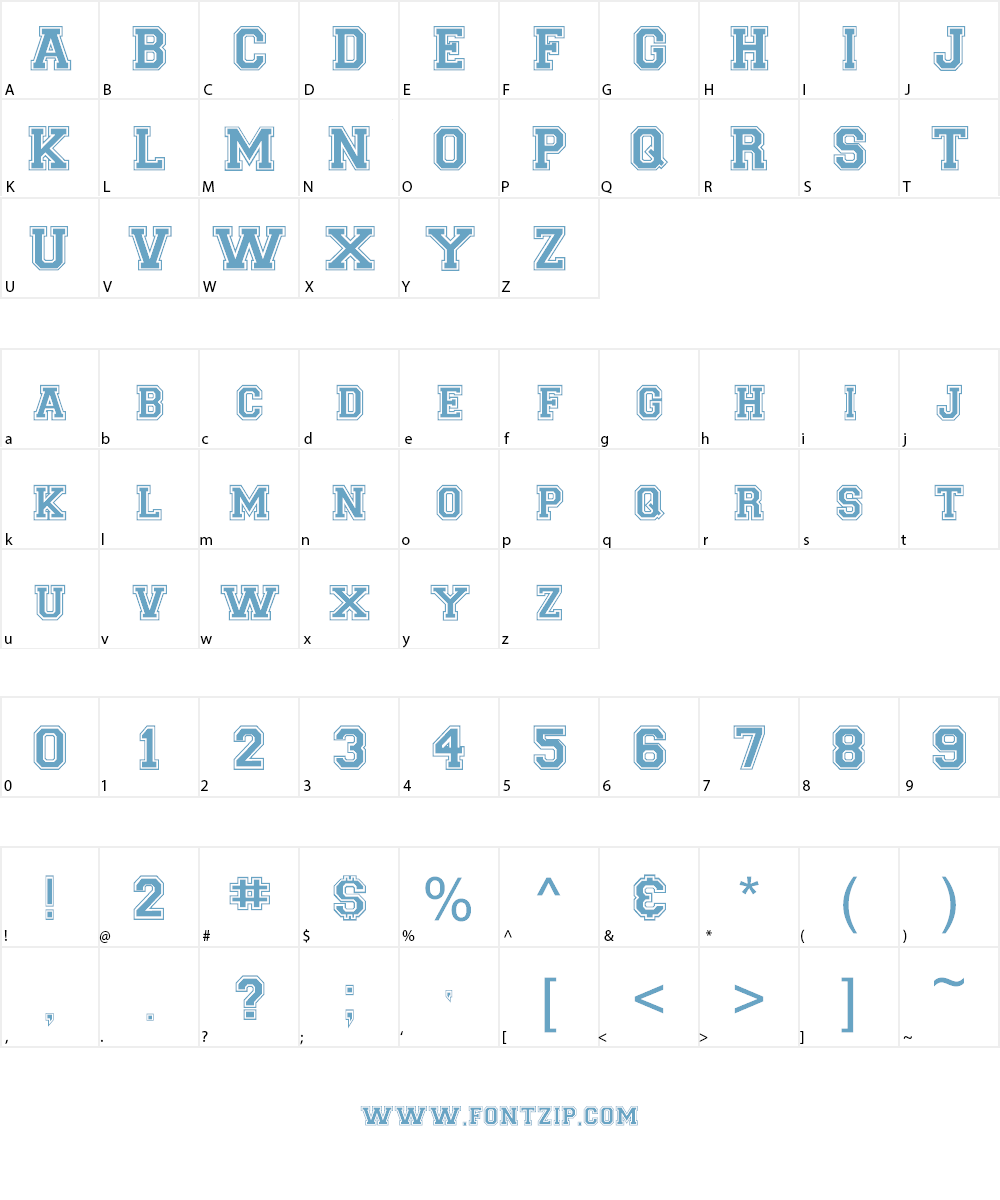 Collegiate Heavy Outline Font Character